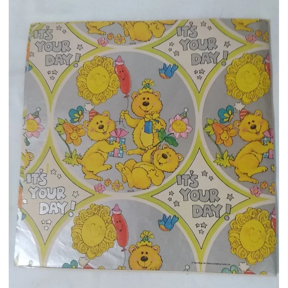 Vintage Wrapping‎ Paper Gift Wrap Lot Of 9 Sheets Assorted Kids Baby READ